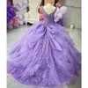 라벤더 릴락 Quinceanera 드레스 구슬로 된 주름 생일 댄스 파티 가운은 달콤한 16 드레스 vestidos de 15 anos