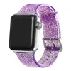 Glitter Silicone Watch Strap para Apple Watch Series 7 6 5 SE 4 3 Limpar Jelly Watchband Banda Iwatch Band 41mm 45mm 40mm 44mm 38mm 42mm Bandas Bling Bracelet Acessórios