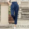 Pantaloni harem da donna stile coreano Chic OL pantaloni dritti a vita alta in seta Primavera Estate moda casual Streetwear 220325