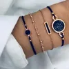 Conjunto de pulseira de corrente de corda preta boêmia de marca para aeronaves, concha de lua, coração, cristal, pingente Boho, joias para presente, pulseira Raym22