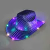 Karneval Festival LED leuchtende Pailletten Cowboyhut HipHop Party Cap Modetrend Unisex leuchtendes Ambilight am Nachtstrand Czapka Y56709561