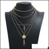 Pendant Necklaces Pendants Jewelry Fashion Gold Rose Flower Cross Necklace For Women Wholesale N97085 Drop Delivery 2021 Vw4Eb