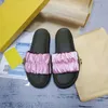 2022 New Summer Outing Slippers Gold Logo Anti-Knot and Drawstring Wide Ribbon Flat Slippers