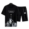 패션로드 프린트 짧은 슬리브 Oneck Tshirt Shorts Sports Suct Sportswear Set Active Wear For Vaction Yoga Daily Wear 220530