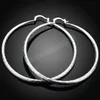 Boucles d'oreilles créoles couleur argent 925 pour femmes bijoux de mode 7CM boucles d'oreilles motif grand cercle vague cadeaux saint valentin