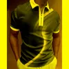 Men's Polos Luxury Men's Clothing Shirts Casual Turn-Down Collar Zipper Golf Wear Vintage Print Short Sleeve Tee Shirt Men TopsMen's Men