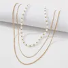 Kedjor ailodo flerskiktspärlhalsband för kvinnor enkelt modeparti bröllop uttalande collier femme minimalistiska smycken gåva.