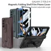 Hoge kwaliteit cases voor Samsung Galaxy Fold 4 Case Glass Filmscherm Beschermer Scharnier Magnetische standaard Hard Cover