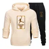 Men Tracksuits Two Piece Sets Patchwork Zipper Pullover Hoodies Jogging Pants Slim Sweatshirt Outfits Hip Hop Streetwear Suits