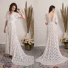 Robes de mariée bohème pour femmes 2022 élégantes robes de mariée en dentelle avec train une ligne plage de plage robe de mariage