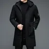 Piumino da uomo Parka da uomo con cappuccio lungo giacca a vento coreana Capispalla di alta qualità Cappotti Abbigliamento da uomo Inverno Marca Moda casual Uomo caldo