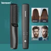 Negative Ion Hair Straightener Brush KENSEN Wireless Heating Hair Comb for Men Women USB ChargeBlackTraval Brush 220706
