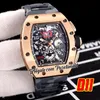 2022 A21J Automático Homens Rose Gold Rose Big Date Skeleton Dial Black Camouflage Borracha Strap Super Edição 5 Estilos PureTime01 E139-011A1