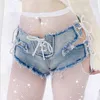 Sexig 9019 # Kvinnors Denim Shorts Byxor Jeans Elastisk Tight Låg Midja