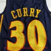 Classic Retro Authentic Embroidery 2009-10 Basketball 30 Stephen Curry Jersey Vintage Blue Orange White Breathable Sport Real Stitched Jersey New City Shorts