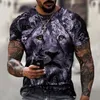 Mäns t-shirts Camiseta con Diseño de Cabeza Tigre Para Hombre, Camisa Estilo Callejero Manga Corta Personalidad, Divertida, Haraj