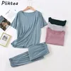 Pliktea vêtements de maison pour femmes costume d'été vêtements de nuit vêtements de nuit femme ensemble de pyjamas Atoff femmes vêtements de détente 220329