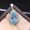 Pendentif Colliers Exquis Goutte D'eau Collier Incrusté Multi Couleur Cristal Zircon Mode S925 Bijoux Pour Femmes Anniversaire De Mariage CadeauxStylo