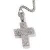 European and American Hip Hop New Products Quadrado Zircônio Diamante Completo Cross Pingente Punk Street Moda Cool Masculino Religião Colar Atacado