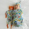 32 Styles Infant Print Sleeping Bags with Hat Baby Swaddling Newborn Cotton printing Blanket With cap 2pcs/set