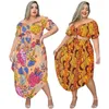 Moda de trajes de tracks de tamanho feminino impressão de duas peças conjunto de roupas femininas de manga curta Salia longa de caia