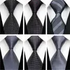 Cravatte di moda per uomo Accessori 3 "7,5 cm di larghezza Cravatta di seta da sposa d'affari Tessuto jacquard Nero Verde Bianco Grigio Cravatta da uomo