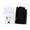 Five Fingers Gloves 1 Pair PU Leather Half Finger Hollow Heart Design Fashion Streetwear Decor Women Mitten For Party Performance