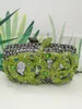 Bolsos de noche Chica Verde / Oro / Bolso de cristal púrpura Embragues Rhinestone Diamond Cadena de hombro Bolsos para mujeres Teléfono de fiesta