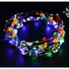 Couronnes de fleurs décoratives pour filles, couronne lumineuse, bandeau de fleurs, bandeau lumineux LED, guirlandes pour fête de mariage, noël, noël