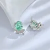 Stud Wong Rain Romantic 925 Sterling Silver 6 CT Creato Moissanite Paraiba Tourmaline Gemstone Ear Studs Orecchini Fine Jewelry GiftsStud Ki