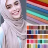 Zachte gewone bubble chiffon sjaalaabaab vrouwen moslim hoofdband sjaal dame wraps solide foulard pashmina sjaals hoofddoek