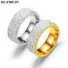 Bague d'insertion de diamants de conception classique, bijoux en acier inoxydable de haute qualité pour cadeau