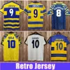 1998 1999 2000 Parma Calcio Voetbalshirts Heren CRESPO CANNAVARO BAGGIO ASPRILLA Home Geel Blauw Voetbalshirt Korte mouwen Volwassen Uniformen