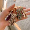 Full Rhinestone Diamond KeyChain Cartoon Bear Crystal Keychains Söt nyckelkedjringhållare Läderbandspåse Charm Pendant Tillbehör Bright Crystal 2022