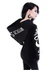 女性フーディーゴシックパンクムーンレタープリントスウェットシャツ秋の冬の長袖ブラックジャケットジッパーコートカジュアルフーディ5xl 220725
