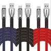 1m 3ft 3a Cabos de carregamento rápido Tipo C Usb-C Micro USB Fabric LELOLO DE FABELO DE ZINC CABOS DE MOME