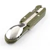 4 в 1 открытый крытый посуда, набор Spoon Portable Knife Steel Fork Can, открытие для домашнего кемпинга для пикника BBQ Y220530