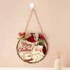 Joyeux Noël Décorations Ornement Plaque Ronde En Bois Décor De Vacances Rustique Nouvelle Maison Cadeau Personnalisé Ferme Couple Porte Cintre Couronne Bois Panneau De Bienvenue