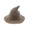 Chapeau de sorcière diversifié le long du bonnet de laine de mouton tricot chapeau de pêcheur femme mode sorcière pointu bassin seau pour Halloween Cjfne