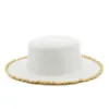 Enkla sommarkvinnor breda brim strandkapslar Tassel Brim Raffia Straw Cap Casual Ladies Sun Hat Flat Top Panama Hats