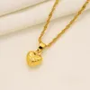 14k Yellow Solid Fine Gold dubai india heart African Set Halsband hänge Örhängen Etiopien bröllop träns smycken set