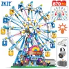 City Friends MOC Rotierendes Riesenrad Bausteine Elektrosteine mit Lichtspielzeug für Kinder Weihnachtsgeschenke 220715