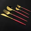 DHL Abendessen 20 Stücke Besteck Edelstahl Geschirr Kuchen Gabel Messer Set Geschirr Hause Besteck Moderne Gold Spiegel Besteck Set B062701