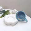 Filiżanki spodki Ins Koreańskie ręcznie malowane urocze błękitne chmury nieba poduszka puchar Dziewczyna Ceramiczna filiżanka kawy