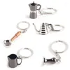 Keychains 5pcs Creative Barista Coffee Saboton Keychain Espresso Portafilter Moka Pitcher Keyring Portable Accessoires Gift Smal22