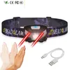 New XP-G Q5 Powerfull Headlamp Usb Rechargeable LED Headlight Body Motion Sensor Head Flashlight Camping Torch Light Lamp With USB