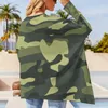 T-shirt pour femmes Green Army Camo Camouflage Design Trendy à manches longues T-shirts femelles Tshirt de mode de rue