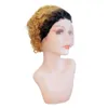 Krótkie pixie cięte peruki ludzkie włosy fala wodna ombre brązowy 13x1 przezroczyste przednie koronkowe peruki dla kobiet T1B27