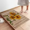 Tapetes girassóis rústico madeira cozinha tapete casa antiderrapante banheiro tapete entrada capacho sala de estar piso protetor tapetes