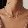 Boho CZ Zircon Star Pendant Halsband Trendiga uttalande kedja Tassel Choker halsband för kvinnor flicka krage smycken